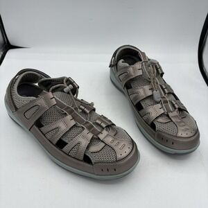 OrthoFeet Shoes Womens Size 10.5 D Wide 997 Verona Pewter Teal Fisherman Sandal